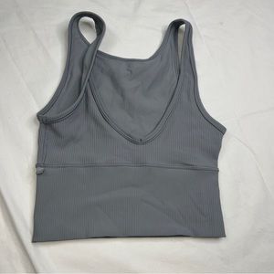 Lululemon Power Pivot Tank Top Size 0- 2 ? Grey Ribbed A030623
